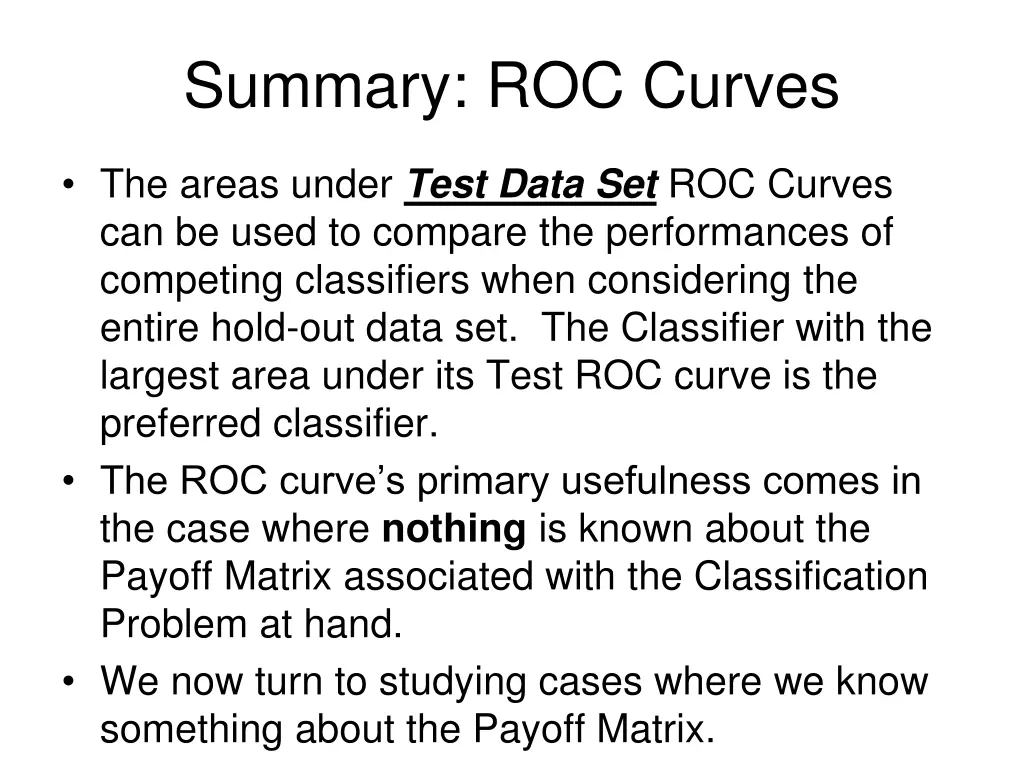 summary roc curves