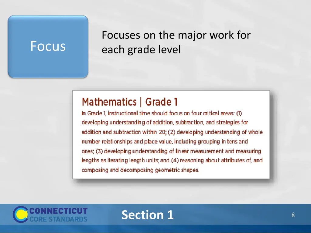 focuses on the major work for each grade level