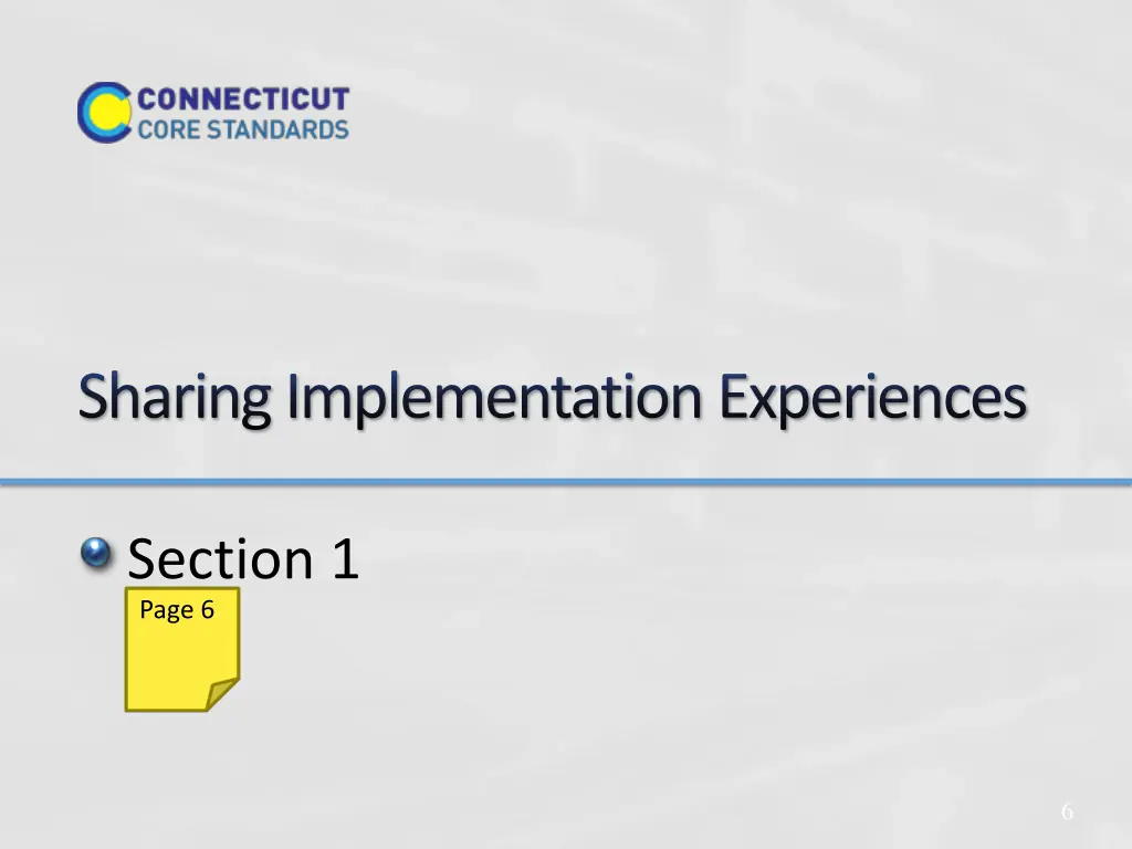 sharing implementation experiences