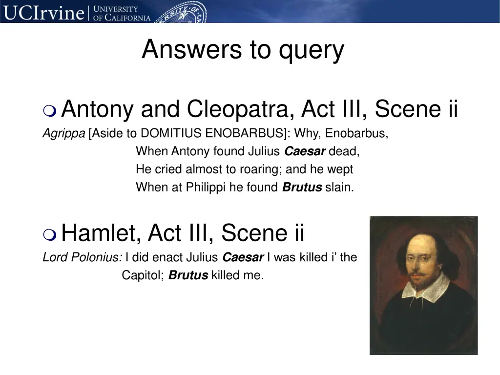 answers to query