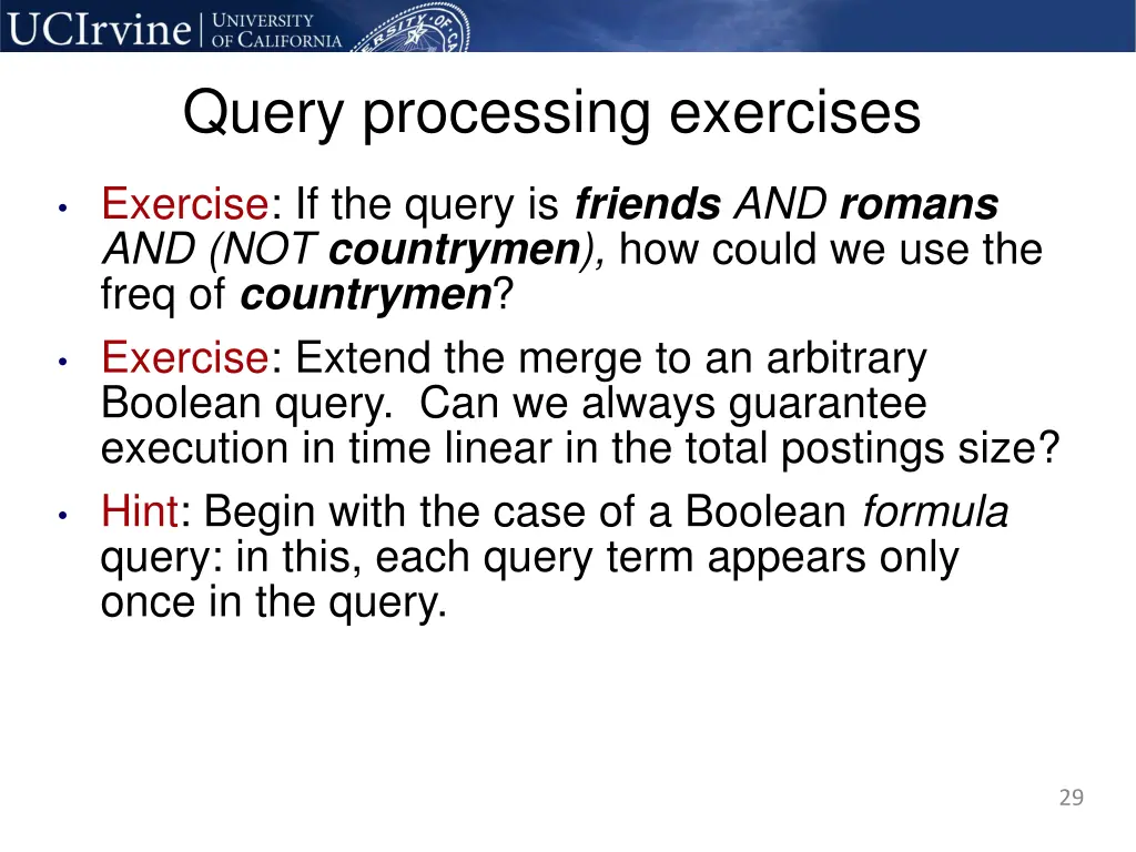 query processing exercises