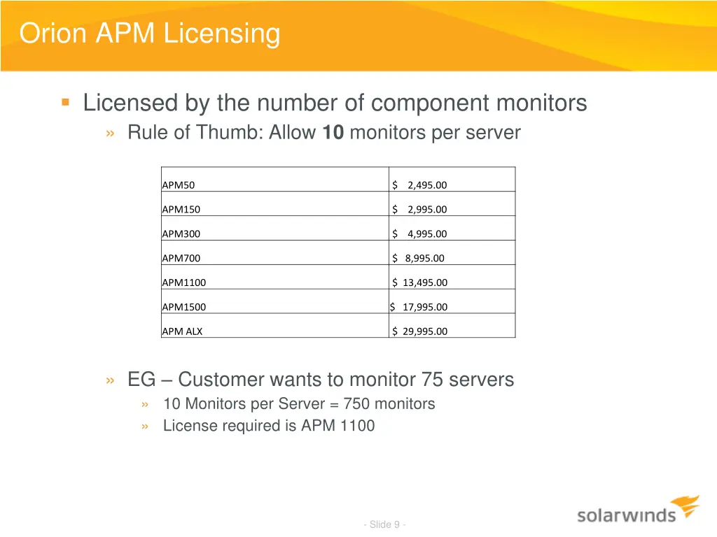 orion apm licensing