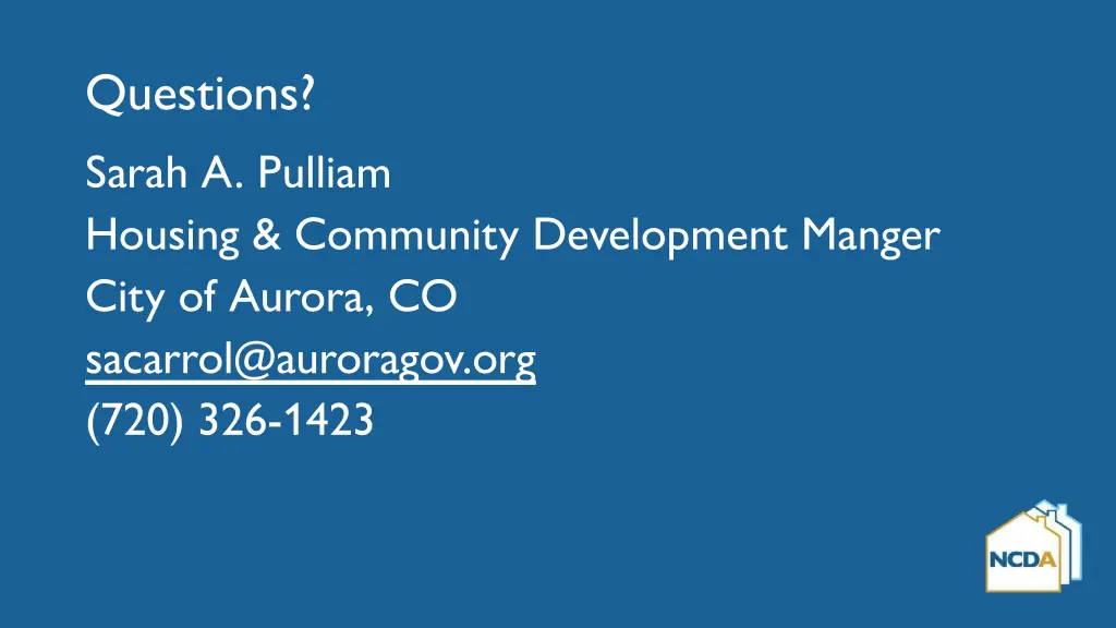 questions sarah a pulliam housing community