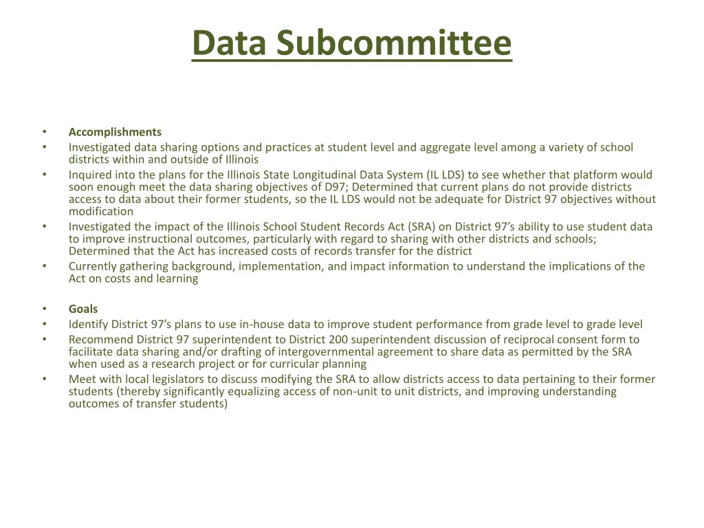 data subcommittee