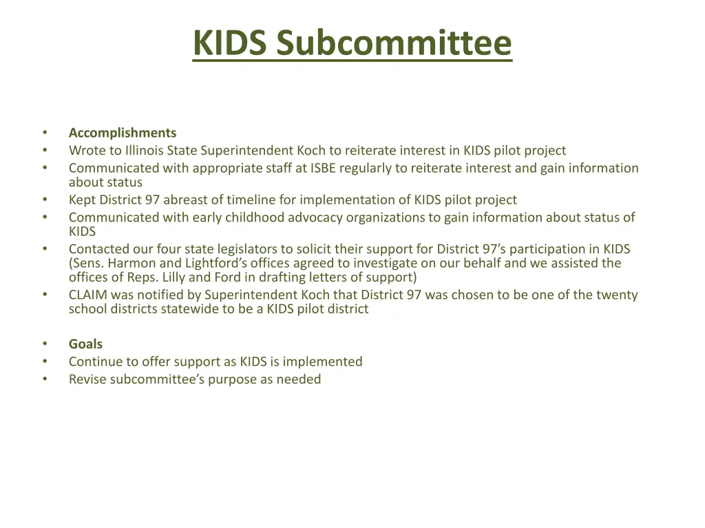 kids subcommittee