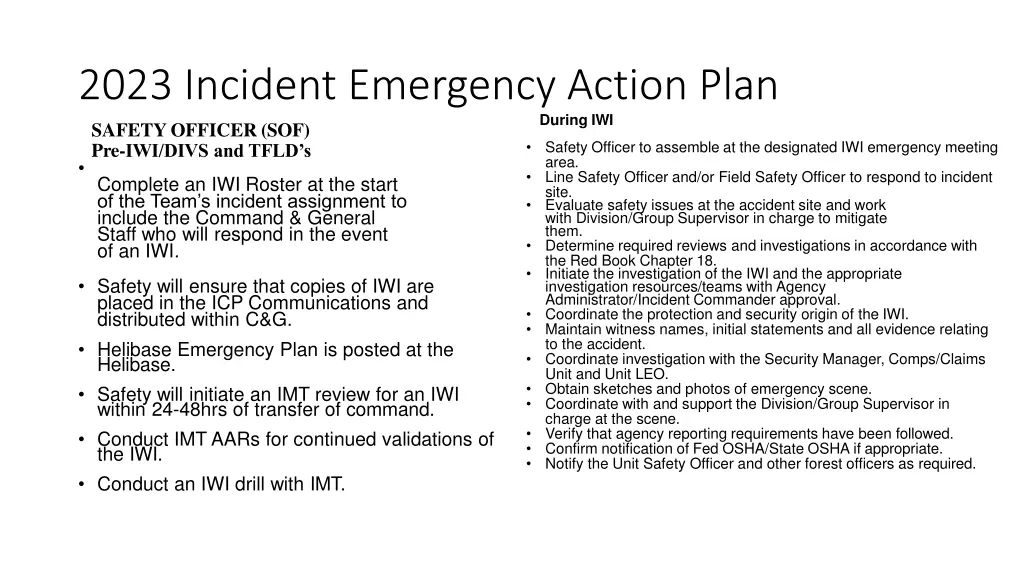 2023 incident emergency action plan safety