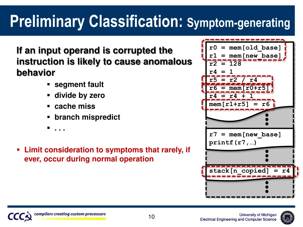 preliminary classification symptom generating