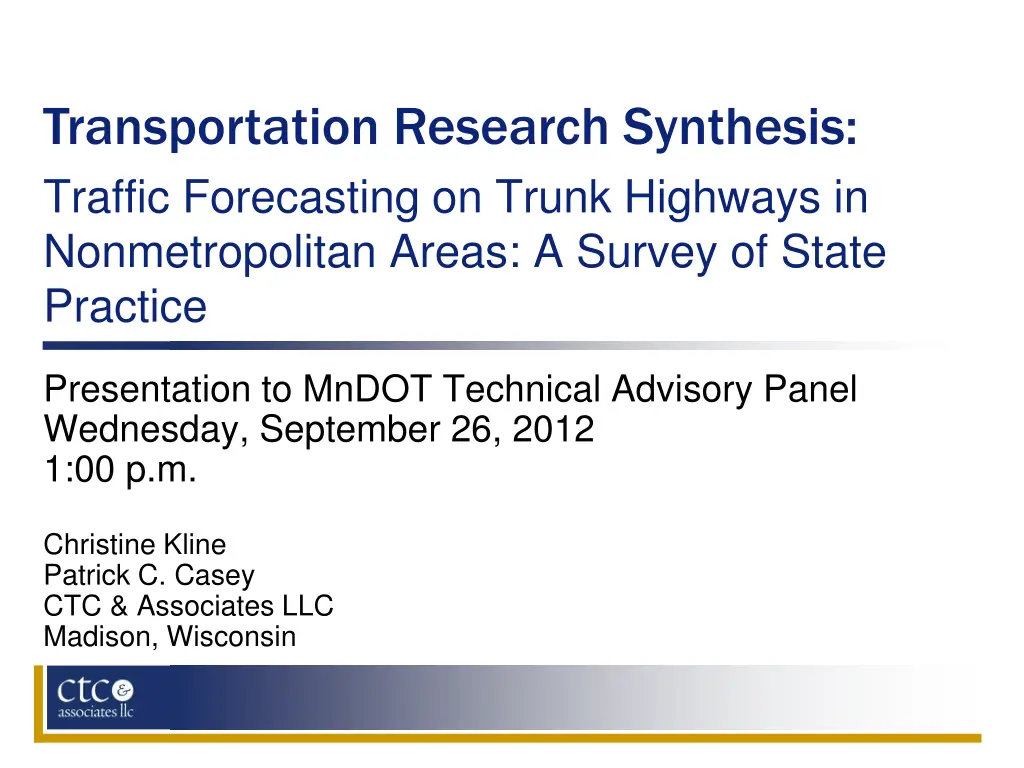 transportation research synthesis