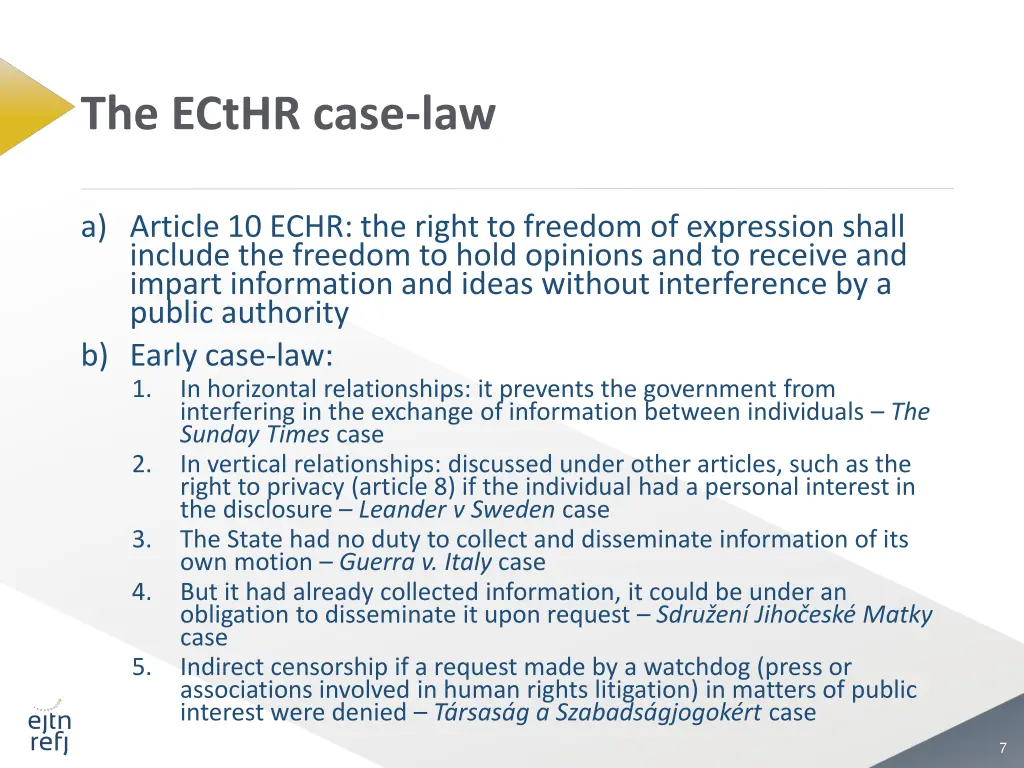 the ecthr case law