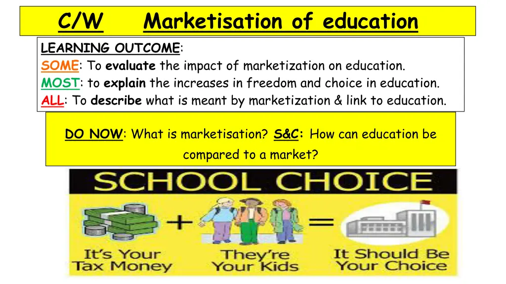 c w marketisation of education learning outcome