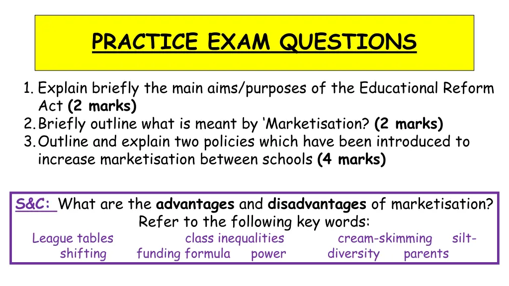 practice exam questions