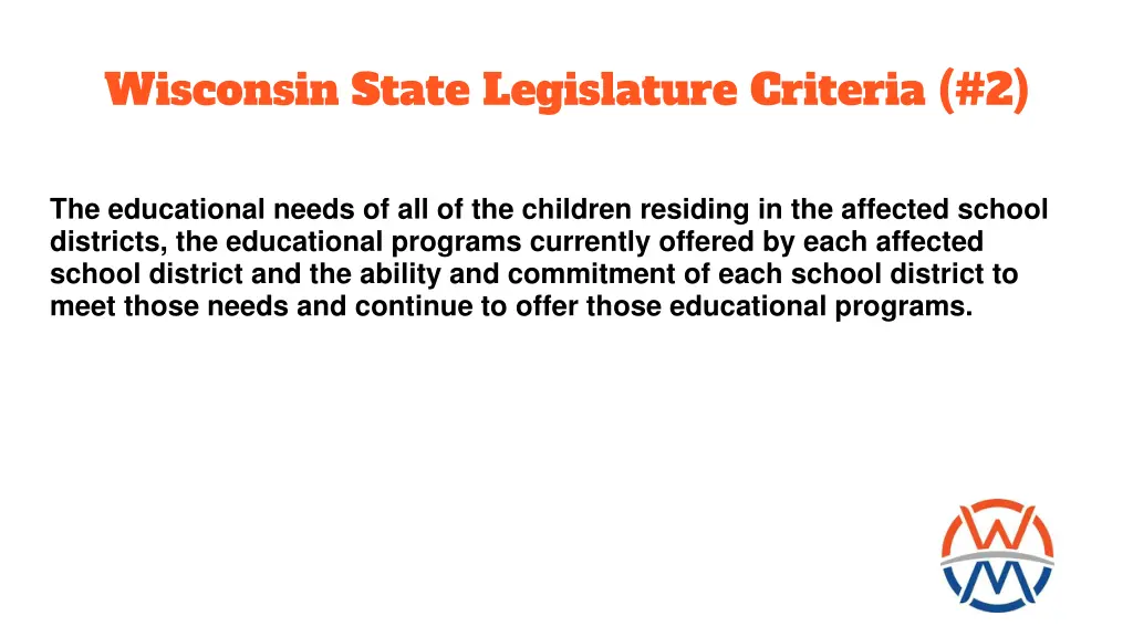 wisconsin state legislature criteria 2