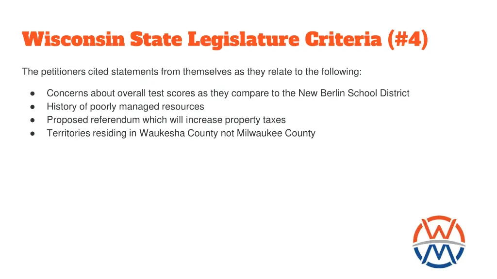 wisconsin state legislature criteria 4 1