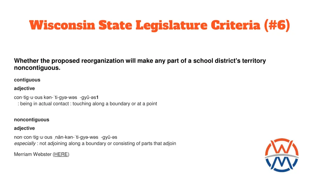 wisconsin state legislature criteria 6