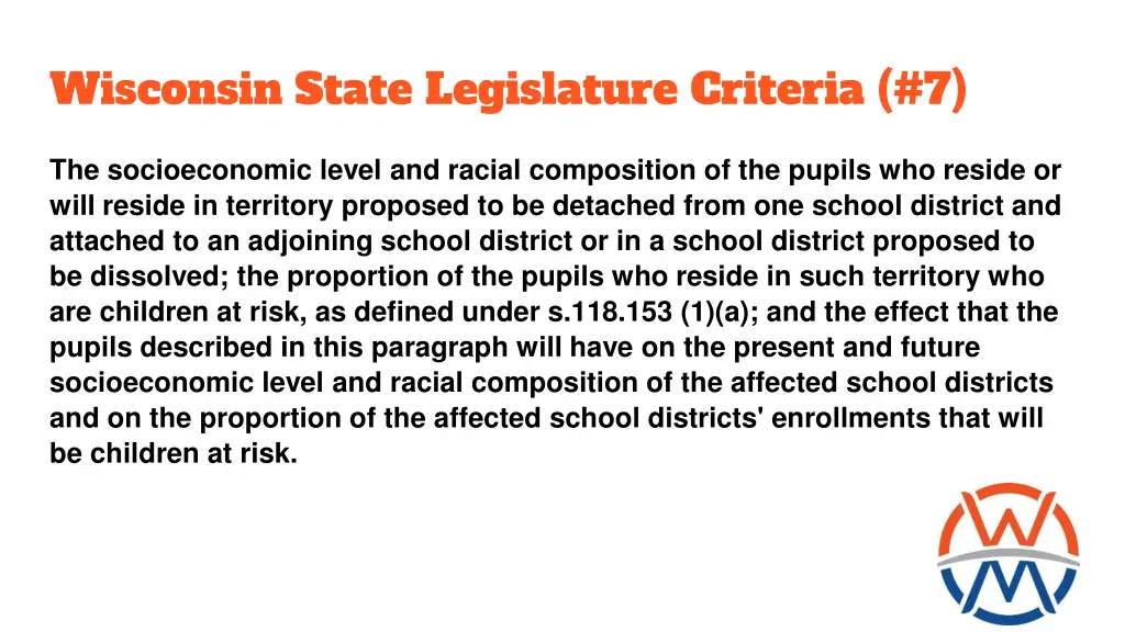wisconsin state legislature criteria 7