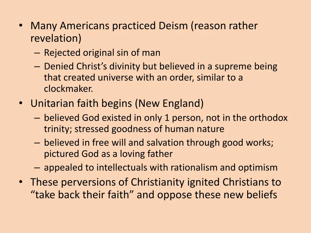 many americans practiced deism reason rather