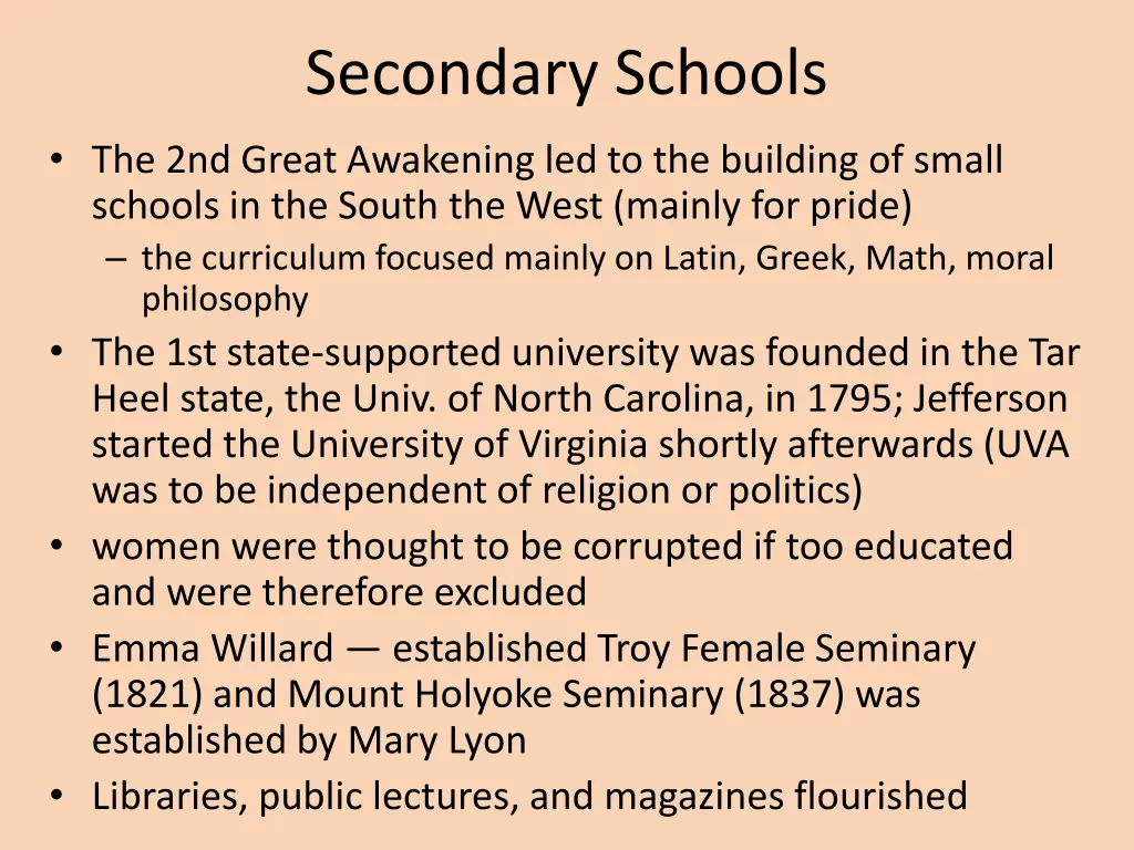 secondary schools