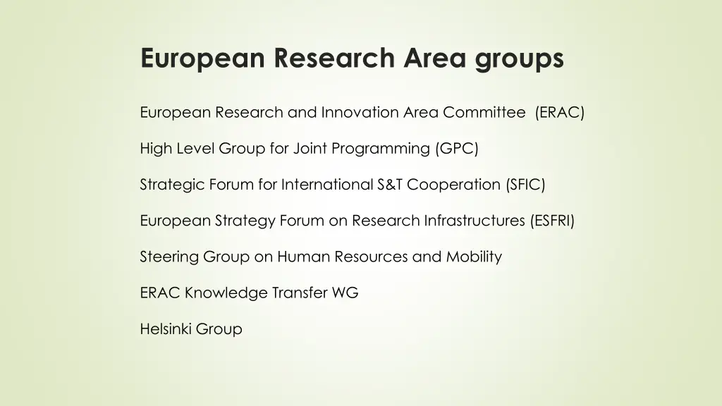 european research area groups