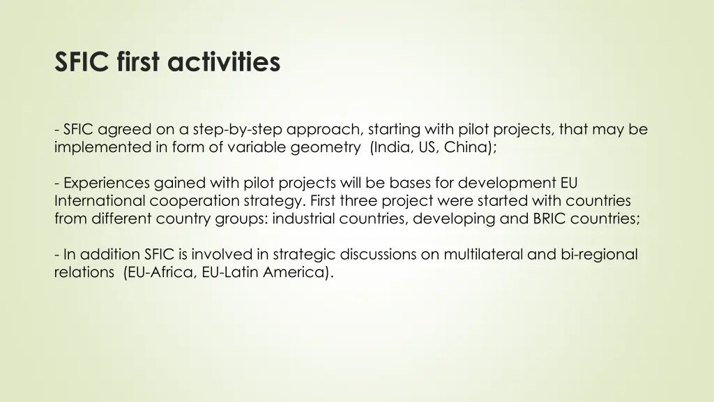 sfic first activities