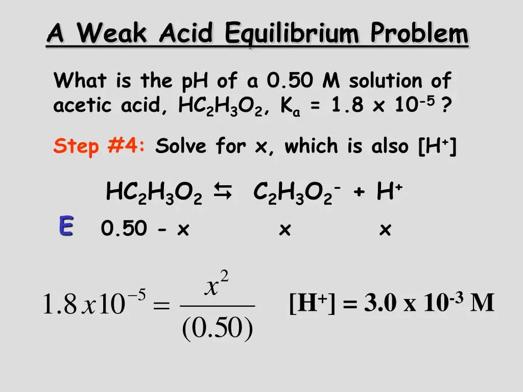 a weak acid equilibrium problem 3