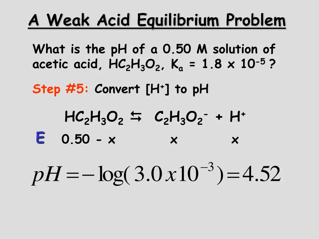 a weak acid equilibrium problem 4