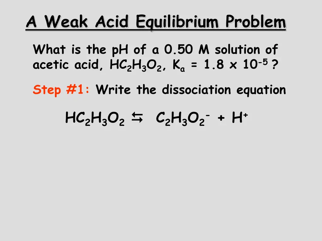 a weak acid equilibrium problem