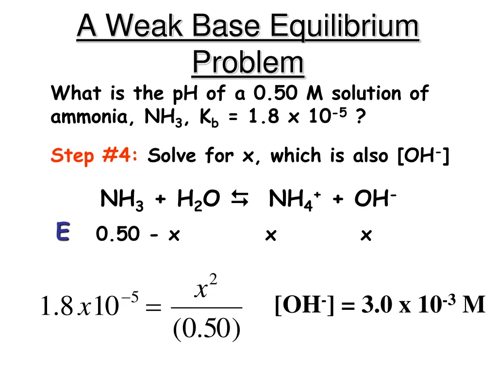 a weak base equilibrium problem what 1