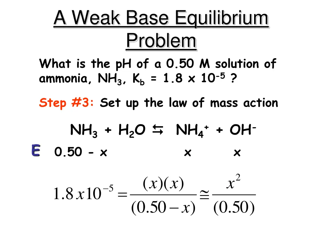 a weak base equilibrium problem what
