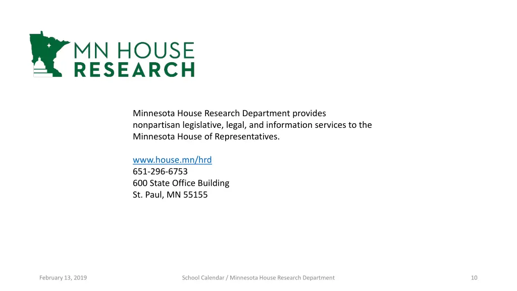 minnesota house research department provides