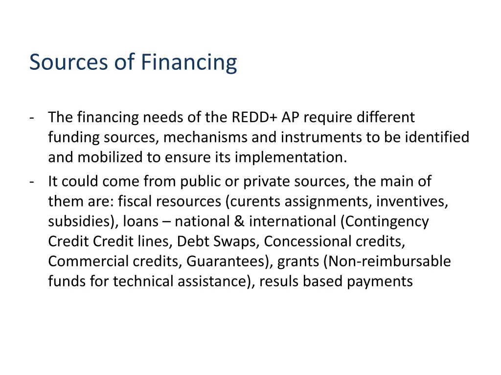 sources of financing