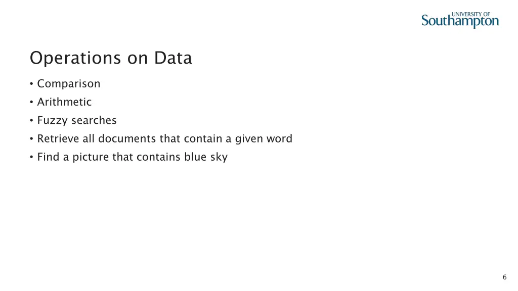 operations on data