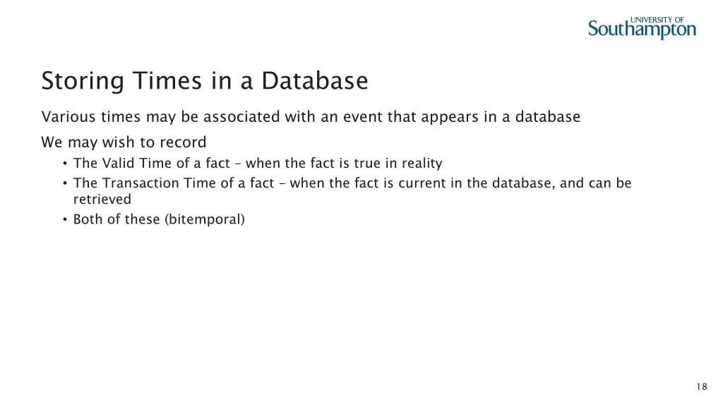 storing times in a database