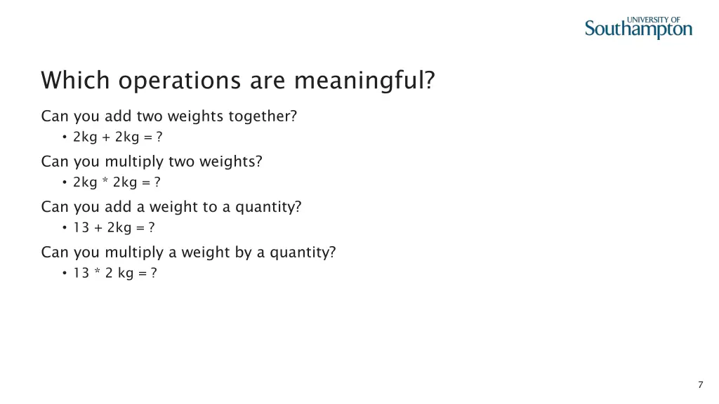 which operations are meaningful