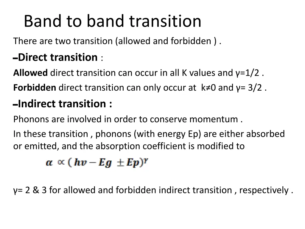 band to band transition there are two transition