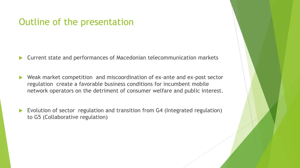 outline of the presentation