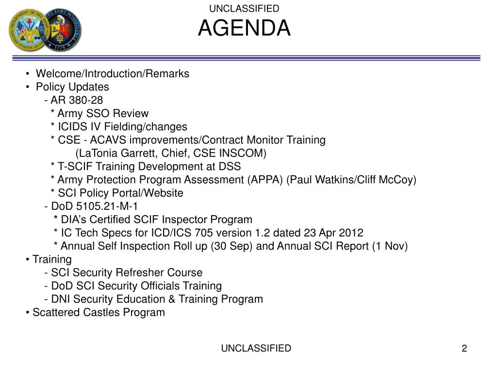 unclassified agenda