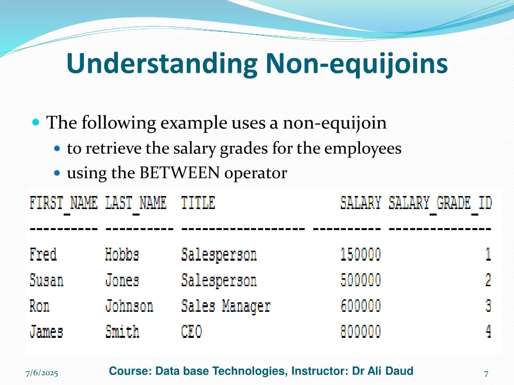 understanding non equijoins 1