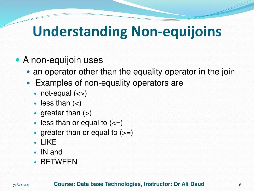 understanding non equijoins