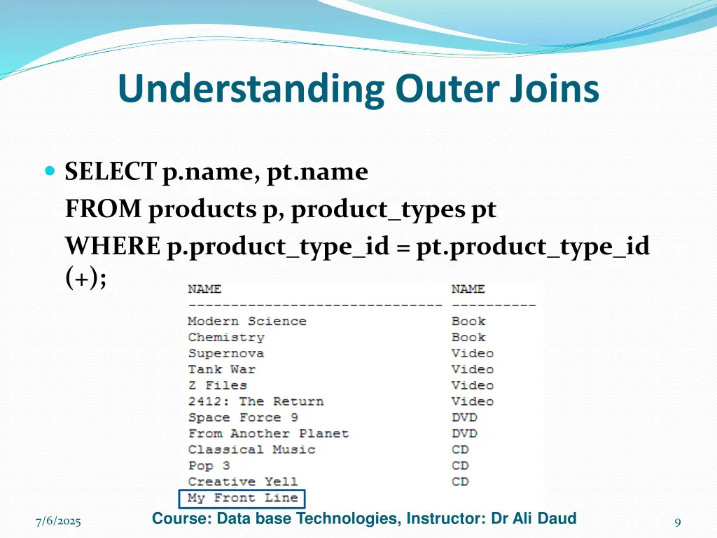 understanding outer joins
