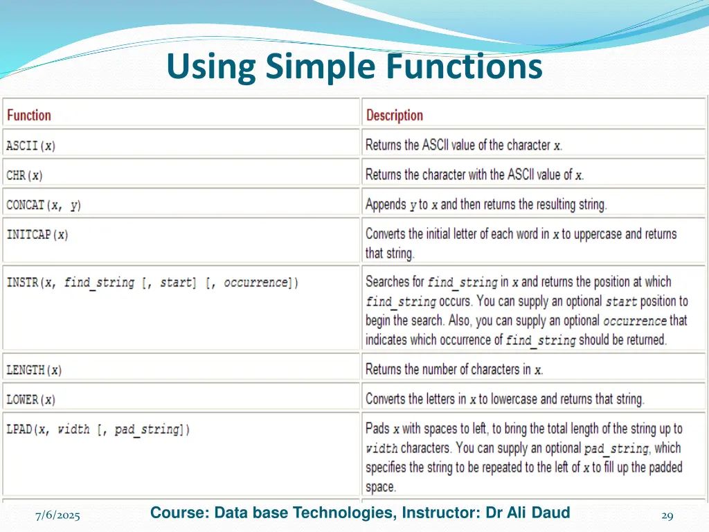 using simple functions 5