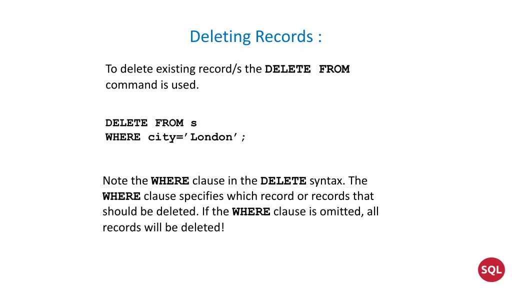 deleting records