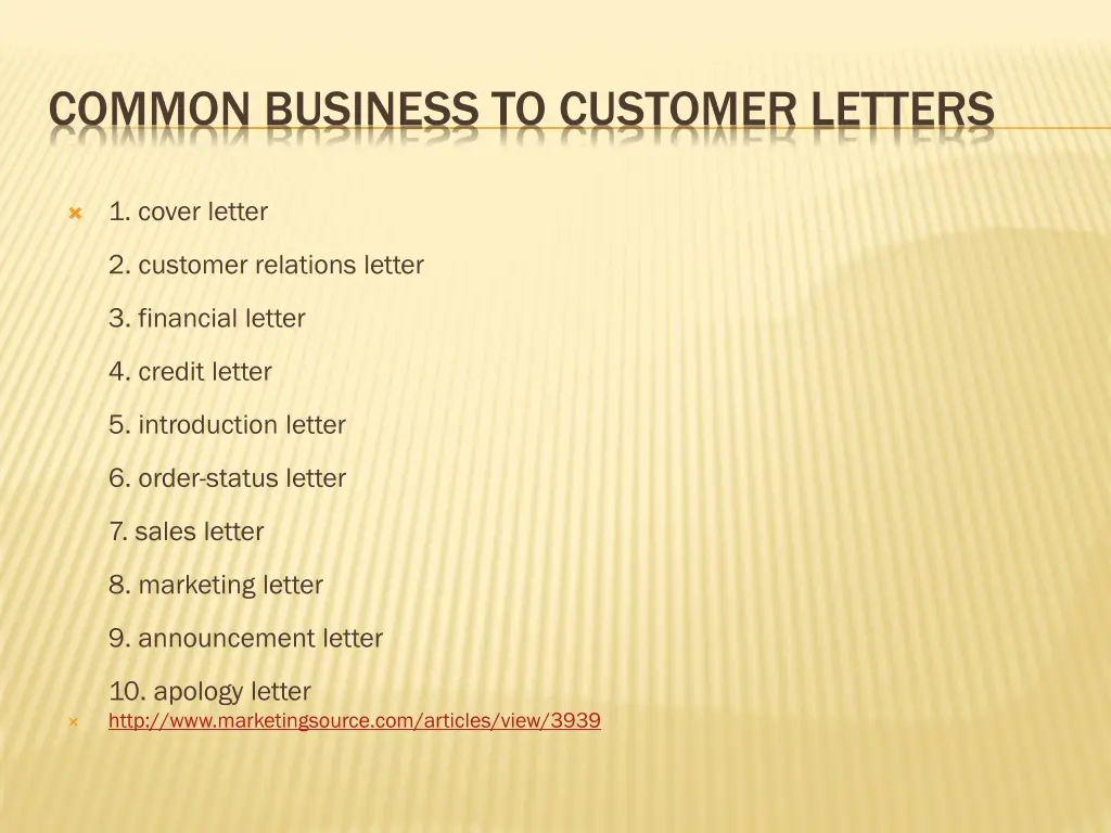 common business to customer letters