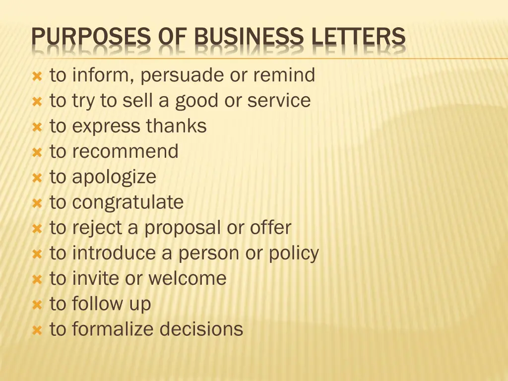 purposes of business letters