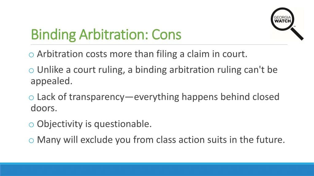 binding arbitration cons binding arbitration cons
