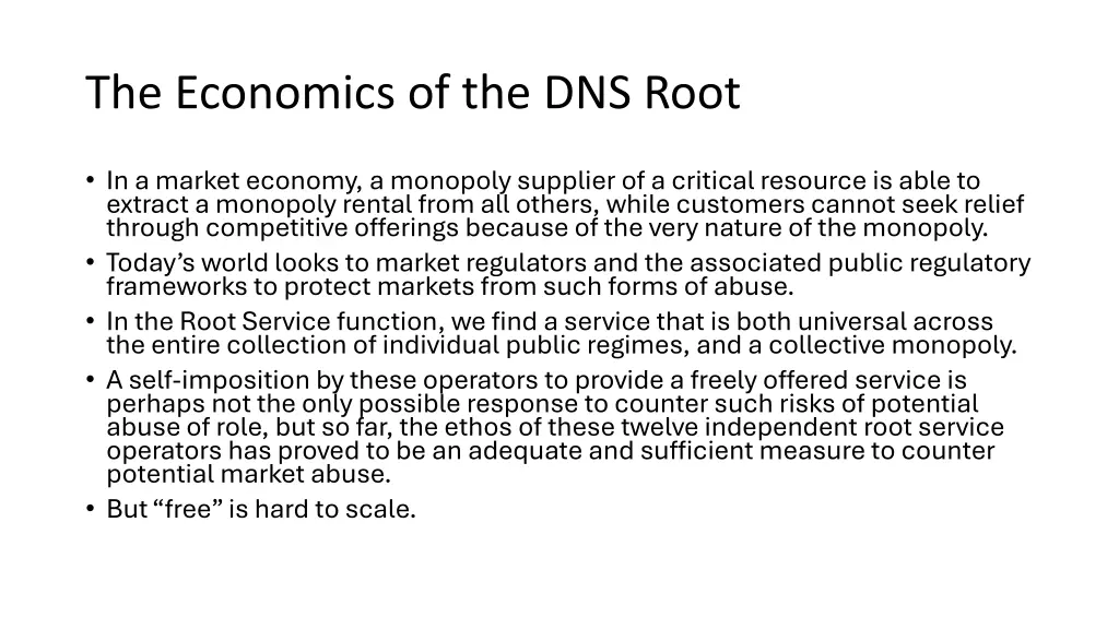 the economics of the dns root