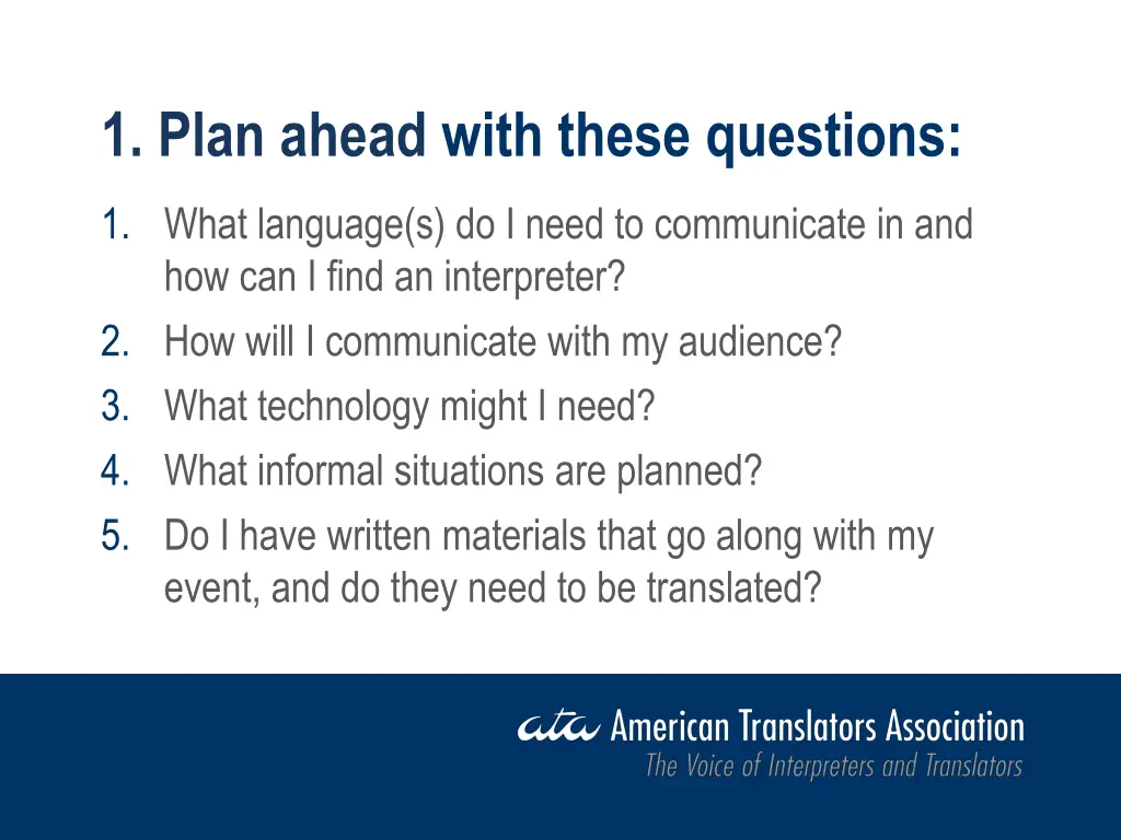 1 plan ahead with these questions