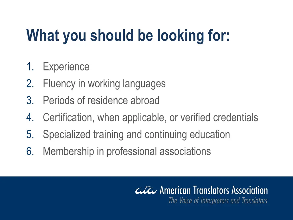 what you should be looking for