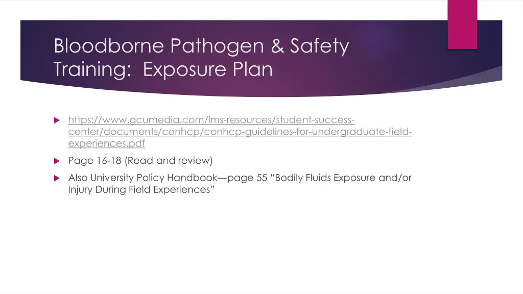 bloodborne pathogen safety training exposure plan