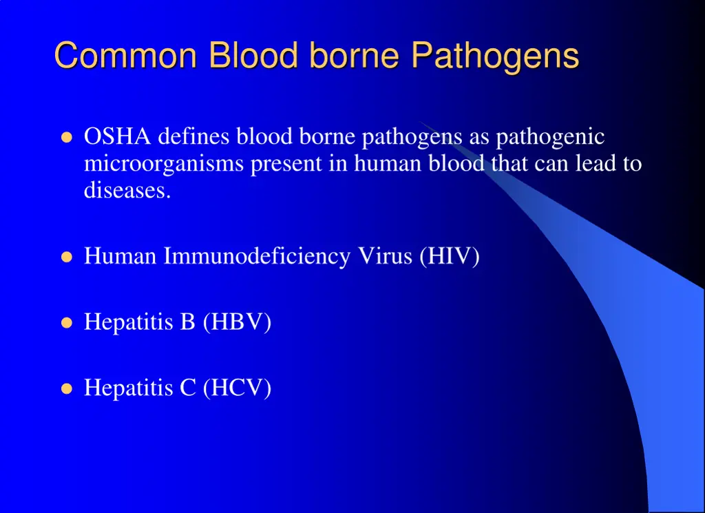 common blood borne pathogens