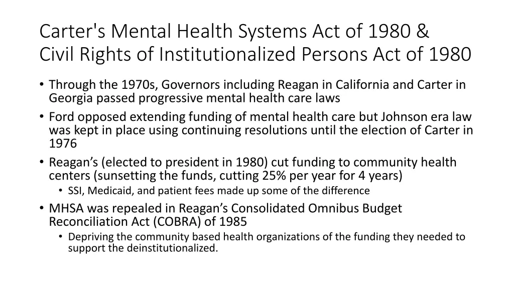 carter s mental health systems act of 1980 civil
